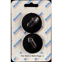 McAlpine CARD-2 Two Sink Or Bath Plugs - Black PVC Plug 1.75" (for 1.5"waste)