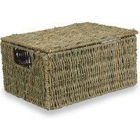 Red Hamper Medium Seagrass Storage Basket in Brown