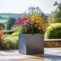 Access Garden Products 30cm Zinc Galvanised Matte Grey Square Planter