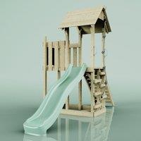 OutdoorToys PolarPlay Balcony Tower Kids Wooden Climbing Frame - Una Sage in Beige