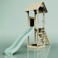 OutdoorToys PolarPlay Tower Kids Wooden Climbing Frame - Yarin Sage in Beige