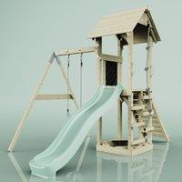 OutdoorToys PolarPlay Tower Kids Wooden Climbing Frame - Swing Destin Sage in Beige