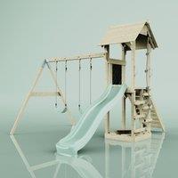 OutdoorToys PolarPlay Tower Kids Wooden Climbing Frame - Swing Kari Sage in Beige