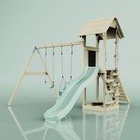 OutdoorToys PolarPlay Tower Kids Wooden Climbing Frame - Swing Olavo Sage in Beige