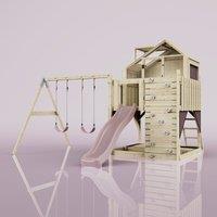 OutdoorToys PolarPlay Kids Climbing Tower & Garden Playhouse with Swing & Slide - Swing Haldor Rose in Beige