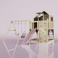OutdoorToys PolarPlay Kids Climbing Tower & Garden Playhouse with Swing & Slide - Swing Saga Rose in Beige