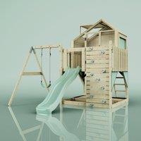 OutdoorToys PolarPlay Kids Climbing Tower & Garden Playhouse with Swing & Slide - Swing Brenna Sage in Beige