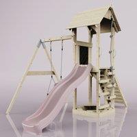OutdoorToys PolarPlay Tower Kids Wooden Climbing Frame - Swing Helka Rose in Beige