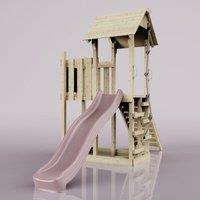 OutdoorToys PolarPlay Balcony Tower Kids Wooden Climbing Frame - Una Rose in Beige