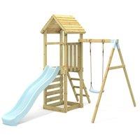 OutdoorToys Garden Climbing Frame with Swing & Slide for Kids - Rushmore Ice Blue