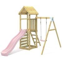 OutdoorToys Adventure Garden Climbing Frame with Swing & Slide for Kids - Rushmore Dusky Pink