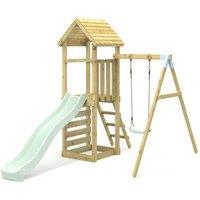 OutdoorToys Adventure Garden Climbing Frame with Swing & Slide for Kids - Rushmore Mint Green