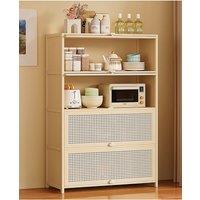 Living and Home Bamboo Freestanding Sideboard Storage Cabinet in White