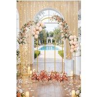 Living and Home 3pcs 180/200/220cm Height Metal Arch Wedding Backdrop Stand Prop Decor, Golden in Gold