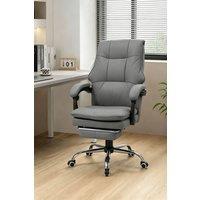 Living and Home Height-Adjustable Ergonomic Office Chair with Plush Seat, 135 Tilt & Footrest in Grey