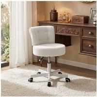 Living and Home Height-Adjustable Swivel Vanity Chair with Castors in White