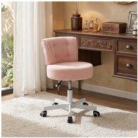 Living and Home Height-Adjustable Swivel Vanity Chair with Castors in Pink