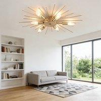NIVOR 6 Light Sputnik Flush Mount Ceiling Lamp Gold Sleek Chandelier E14 in Metallic Gold