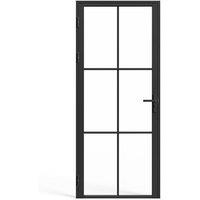 Vente-unique Aluminium & Tempered Glass Reversible Door Unit - H204 X W93 Cm in Black