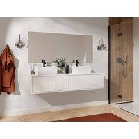 Vente-unique Fluted Wall-Hung Vanity Unit - White - 150 Cm - ARNEGA