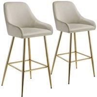 tectake Bar Stool Avane Cream/Gold Set Of 2