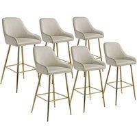 tectake Bar Stool Avane Cream/Gold Set Of 6