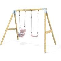 OutdoorToys Premium Double Swing - Standard & Baby Dusky Pink