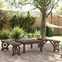 Berkfield Home Garden Benches 2 pcs Solid Wood Fir in Brown