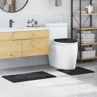 Berkfield Home 3 Piece Bath Mat Set Dark Grey Polypropylen Non-Slip | Size: Medium