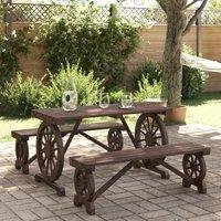 Berkfield Home 3 Piece Garden Dining Set Solid Wood Fir in Brown