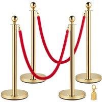 VEVOR Elegant Queue Control Barrier Posts with Red Rope 2 Set in Gold