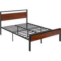 VEVOR Sturdy Bed Frame with Retro Wooden Headboard & Large Storage in Black