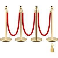 VEVOR Elegant Queue Control Barrier Posts with Red Velvet Rope 2 Set in Gold