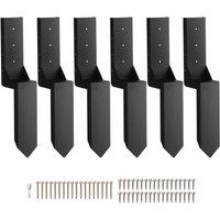 VEVOR Heavy Duty Fence Post Anchor Kit 3.5 Inch Inner Diameter 6 Pack in Black