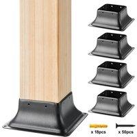 VEVOR Heavy Duty Post Base 101.6mm Powder-Coated Steel 4Pcs in Black