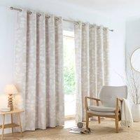 Portfolio Home Boston Botanical Leaf Fully Lined Eyelet Curtain Set 2 Panel Pair in Natural | Size: 229 cm width x 229 cm drop