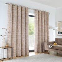 Portfolio Home Maine Geometric Abstract Fully Lined Eyelet Curtain Set 2 Panel Pair in Beige | Size: 229 cm width x 229 cm drop
