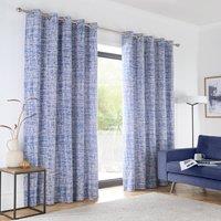 Portfolio Home Maine Geometric Abstract Fully Lined Eyelet Curtain Set 2 Panel Pair in Blue | Size: 229 cm width x 229 cm drop