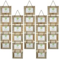 Nicola Spring Rustic Wooden Hanging 5 Photo Frame - 6 x 4" - Pack of 5 in Natural