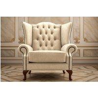 Somnior Classic Chesterfield Arm Chair Dapple Fabric UK Manufactured in Cream | Size: 1 Seater