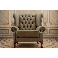 Somnior Classic Chesterfield Arm Chair Dapple Fabric UK Manufactured in Brown | Size: 1 Seater