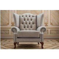 Somnior Classic Chesterfield Arm Chair Dapple Fabric UK Manufactured in Silver | Size: 1 Seater
