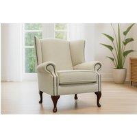 Somnior Hudson Sherpa Fabric Wingback Accent Arm Chair Manufactured in UK in Cream | Size: 1 Seater