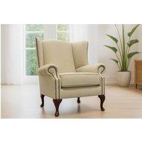 Somnior Hudson Sherpa Fabric Wingback Accent Arm Chair Manufactured in UK in Light Sand | Size: 1 Seater