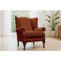 Somnior Hudson Sherpa Fabric Wingback Accent Arm Chair Manufactured in UK in Burnt Orange | Size: 1 Seater
