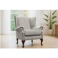 Somnior Hudson Sherpa Fabric Wingback Accent Arm Chair Manufactured in UK in Silver | Size: 1 Seater