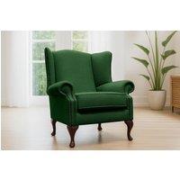 Somnior Hudson Sherpa Fabric Wingback Accent Arm Chair Manufactured in UK in Green | Size: 1 Seater