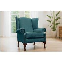 Somnior Hudson Sherpa Fabric Wingback Accent Arm Chair Manufactured in UK in Turquoise | Size: 1 Seater