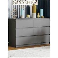 Home Discount Vida Designs Denver 6 Drawer Chest of Drawers Storage in Grey