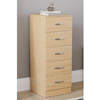 Home Discount Vida Designs Riano 5 Drawer Narrow Chest Storage in Brown
